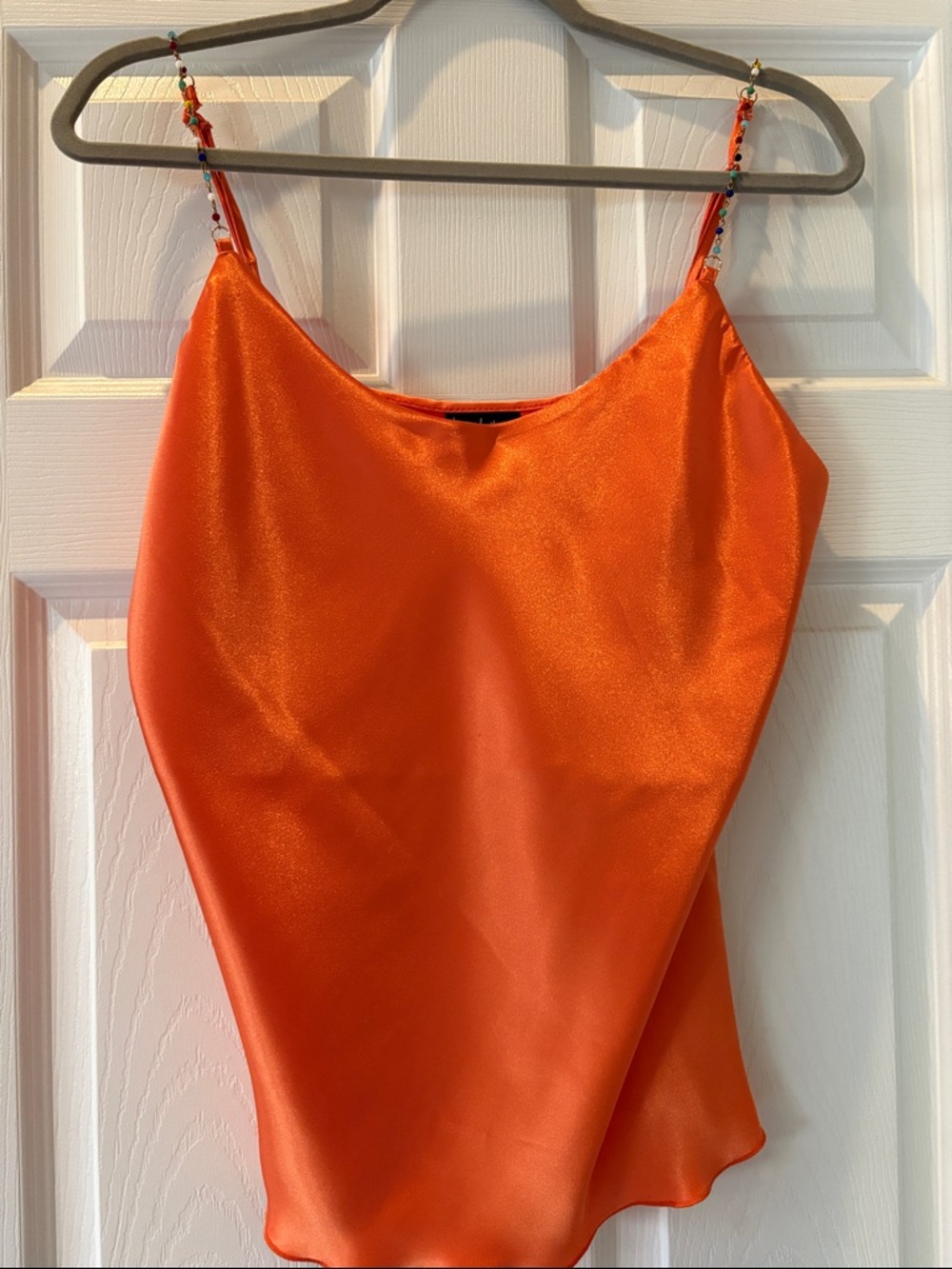 Satin Orange Spaghetti Strap Cami Top NWT